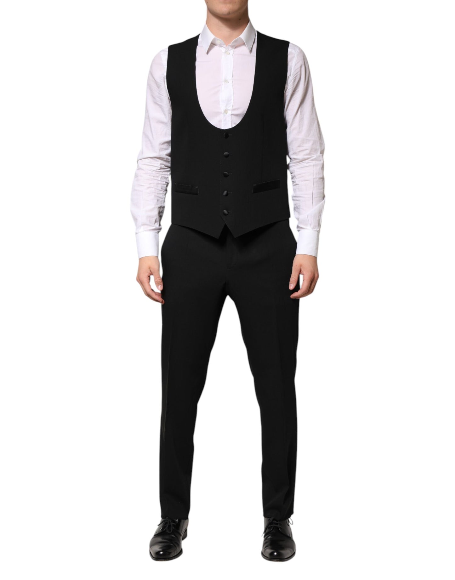 Dolce &amp; Gabbana Black Wool 3 Piece Single Breasted Suit