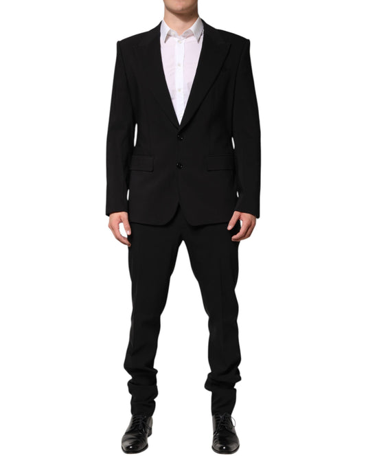 Dolce &amp; Gabbana Black Cotton Single Breasted 2 Piece Suit