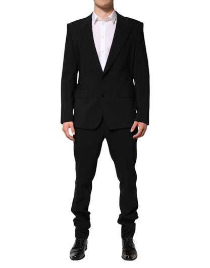Dolce &amp; Gabbana Black Cotton Single Breasted 2 Piece Suit