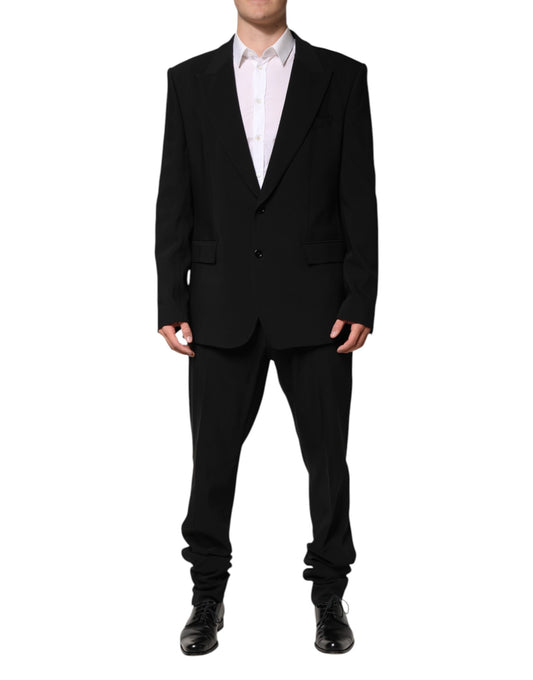 Dolce &amp; Gabbana Black Cotton Single Breasted 2 Piece Suit