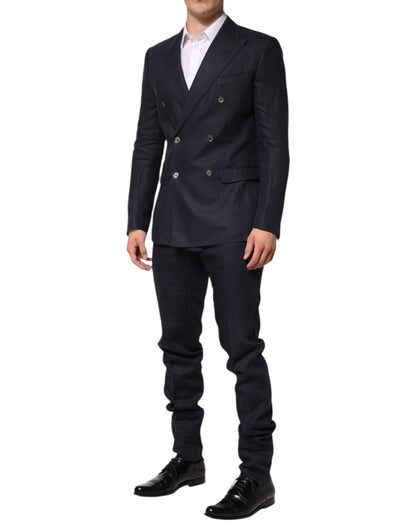 Dolce &amp; Gabbana Dark Blue Double Breasted 2 Piece Suit