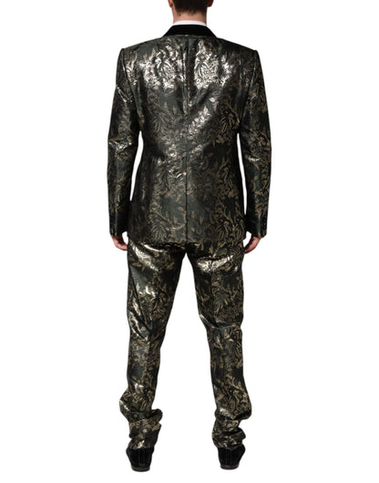 Dolce &amp; Gabbana Metallic Floral Jacquard Silk 2 Piece Suit