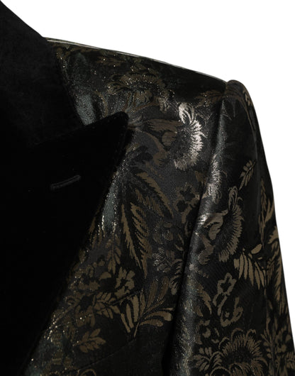 Dolce &amp; Gabbana Metallic Floral Jacquard Silk 2 Piece Suit
