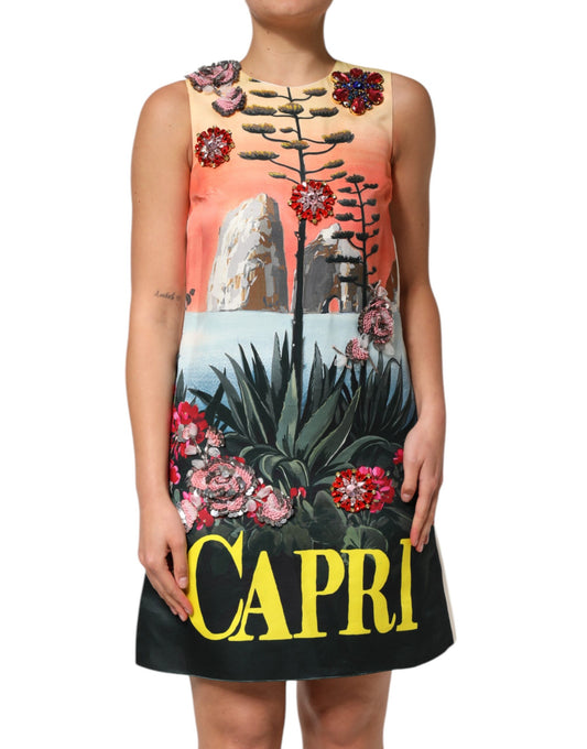 Dolce &amp; Gabbana Multicolor Crystal Embellished A-line Mini Dress