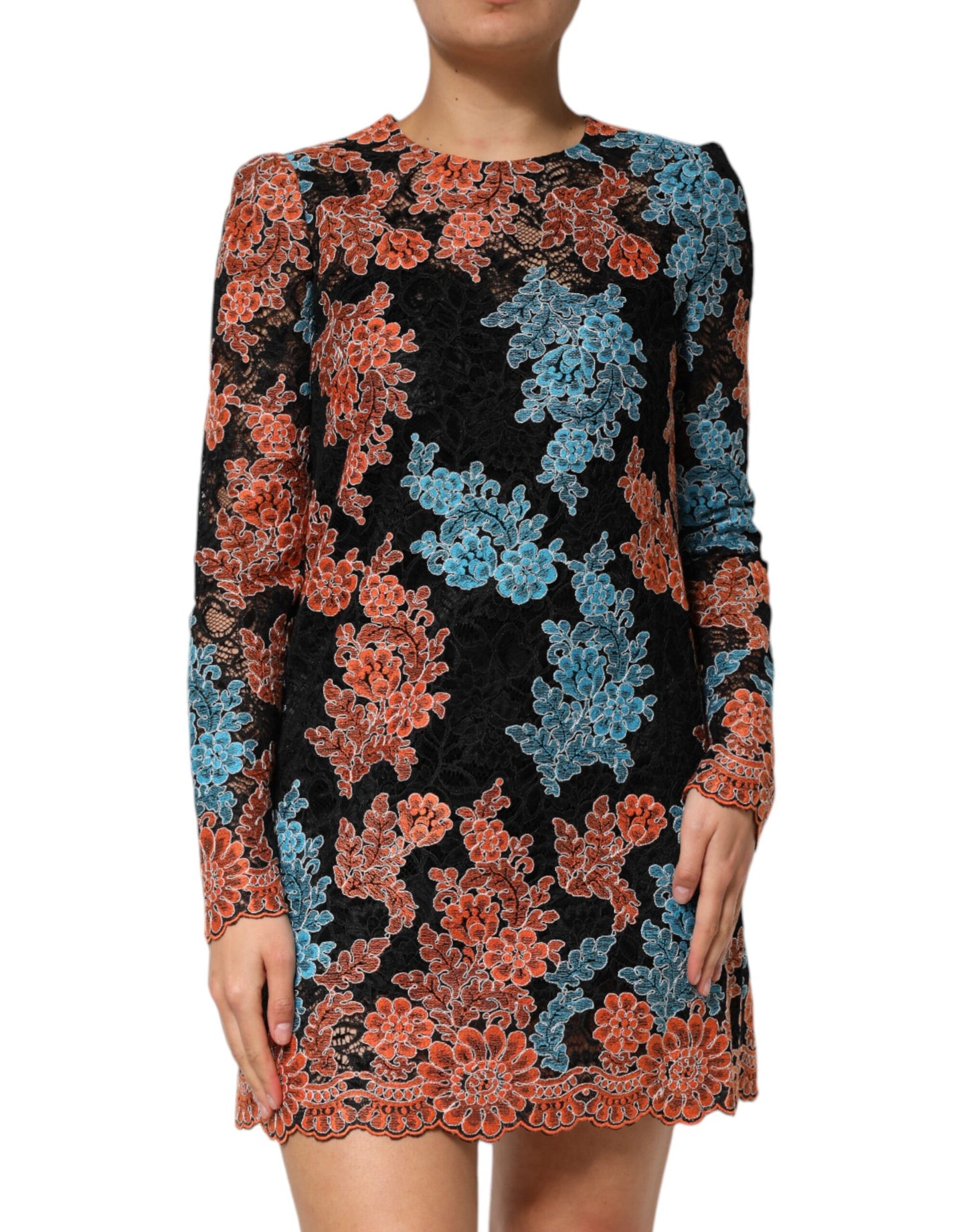 Dolce &amp; Gabbana Multicolor Floral Embroidery Shift Mini Dress