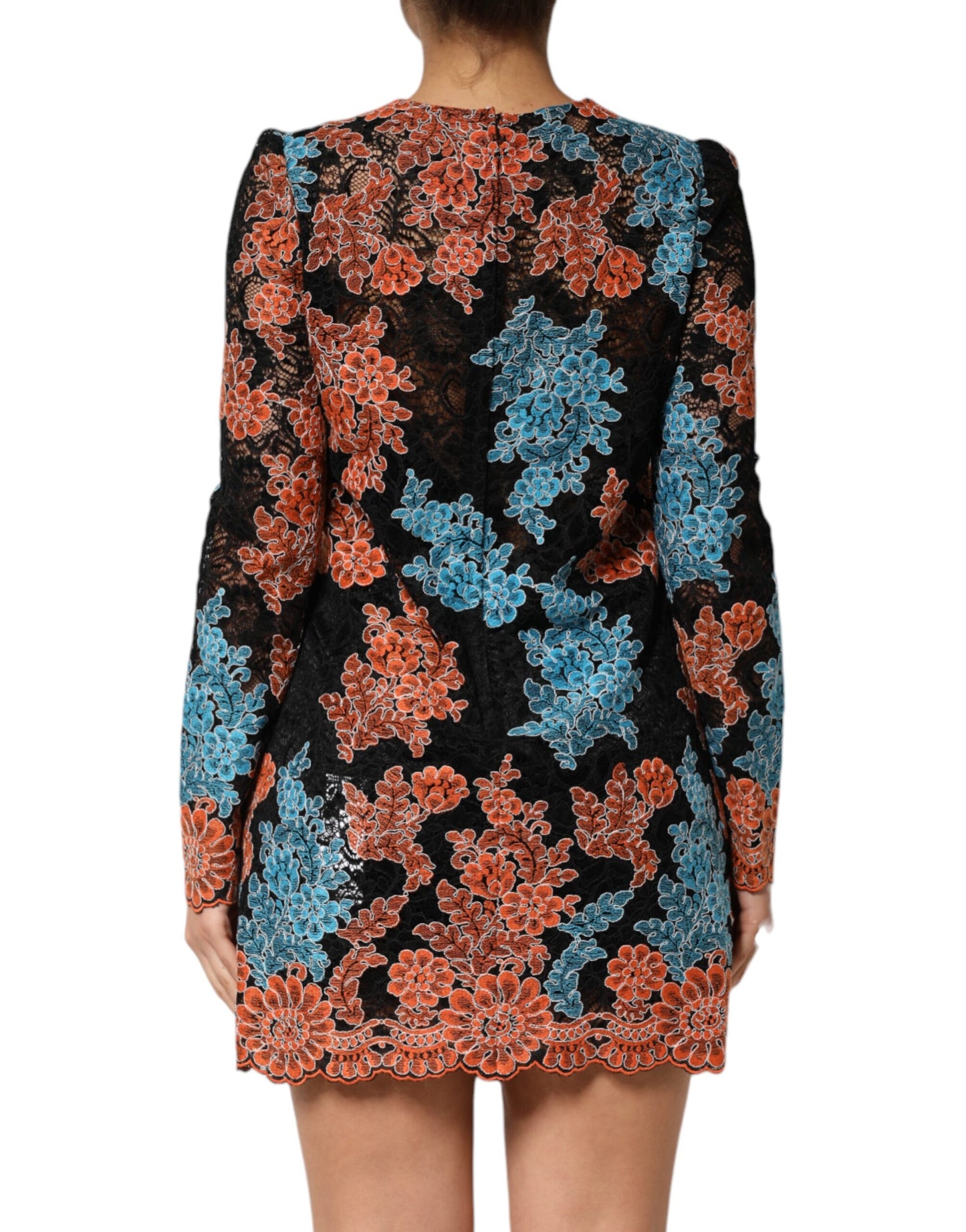 Dolce &amp; Gabbana Multicolor Floral Embroidery Shift Mini Dress