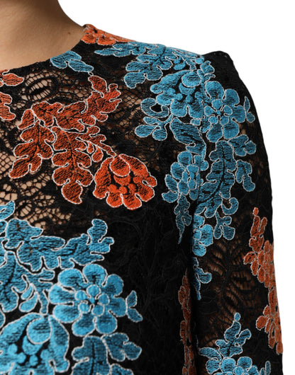 Dolce &amp; Gabbana Multicolor Floral Embroidery Shift Mini Dress