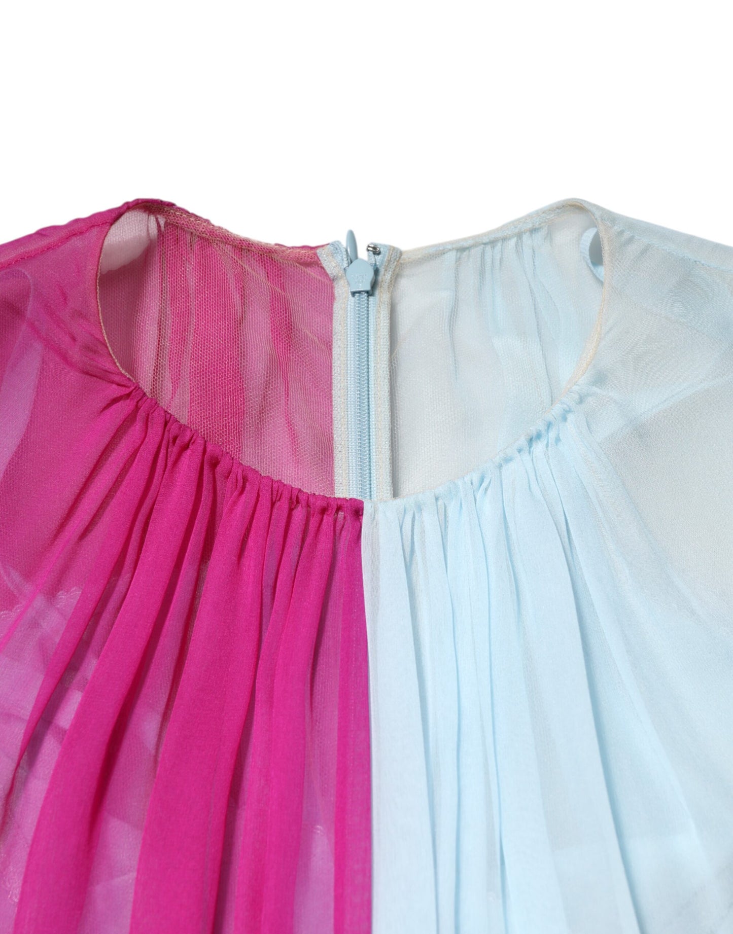 Dolce &amp; Gabbana Fuchsia Light Blue Silk Two Tone Midi Dress