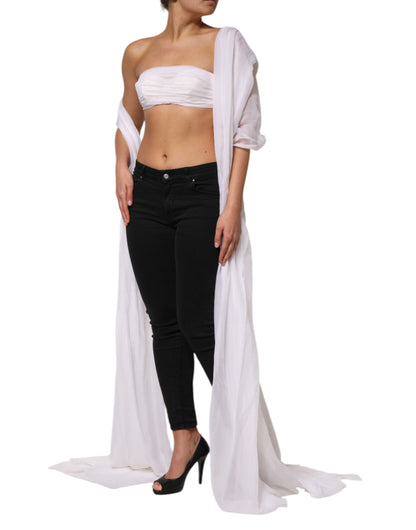 Dolce &amp; Gabbana White Bustier Corset Cropped Chiffon Top