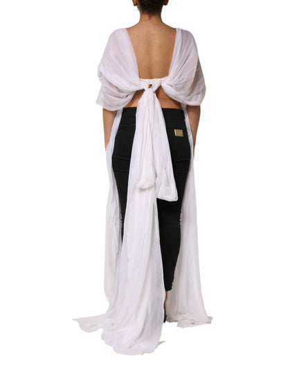 Dolce &amp; Gabbana White Bustier Corset Cropped Chiffon Top