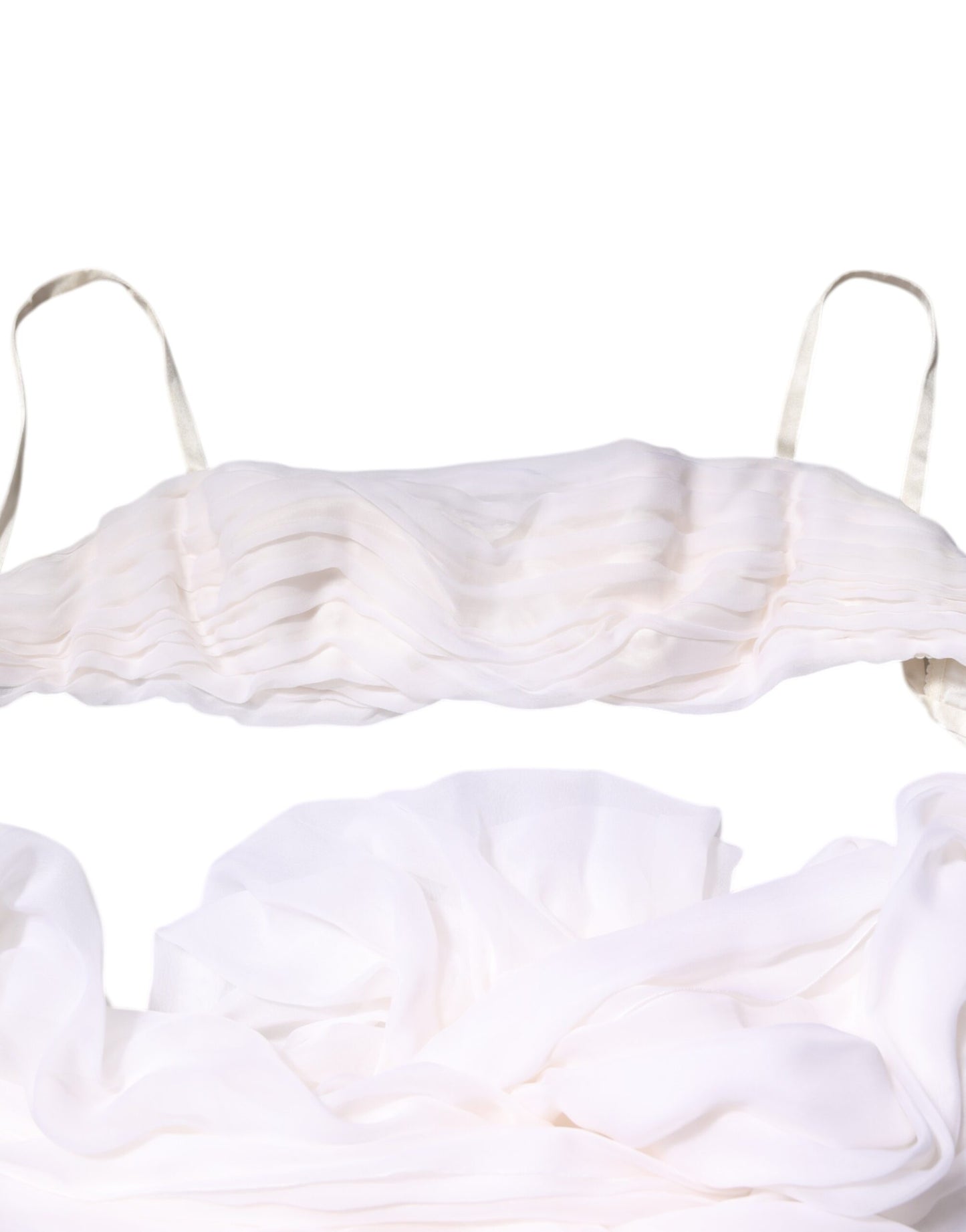 Dolce &amp; Gabbana White Bustier Corset Cropped Chiffon Top