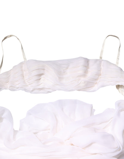 Dolce &amp; Gabbana White Bustier Corset Cropped Chiffon Top