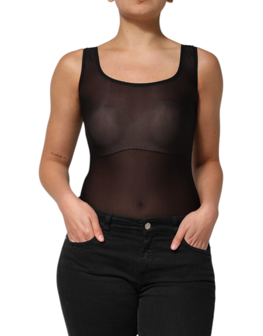 Dolce &amp; Gabbana Black Nylon Sleeveless Round Neck Tank Top