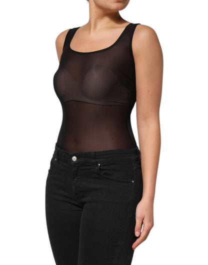 Dolce &amp; Gabbana Black Nylon Sleeveless Round Neck Tank Top
