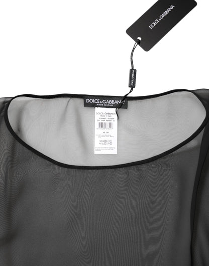 Dolce &amp; Gabbana Black See Through Silk Chiffon Lace Blouse Top