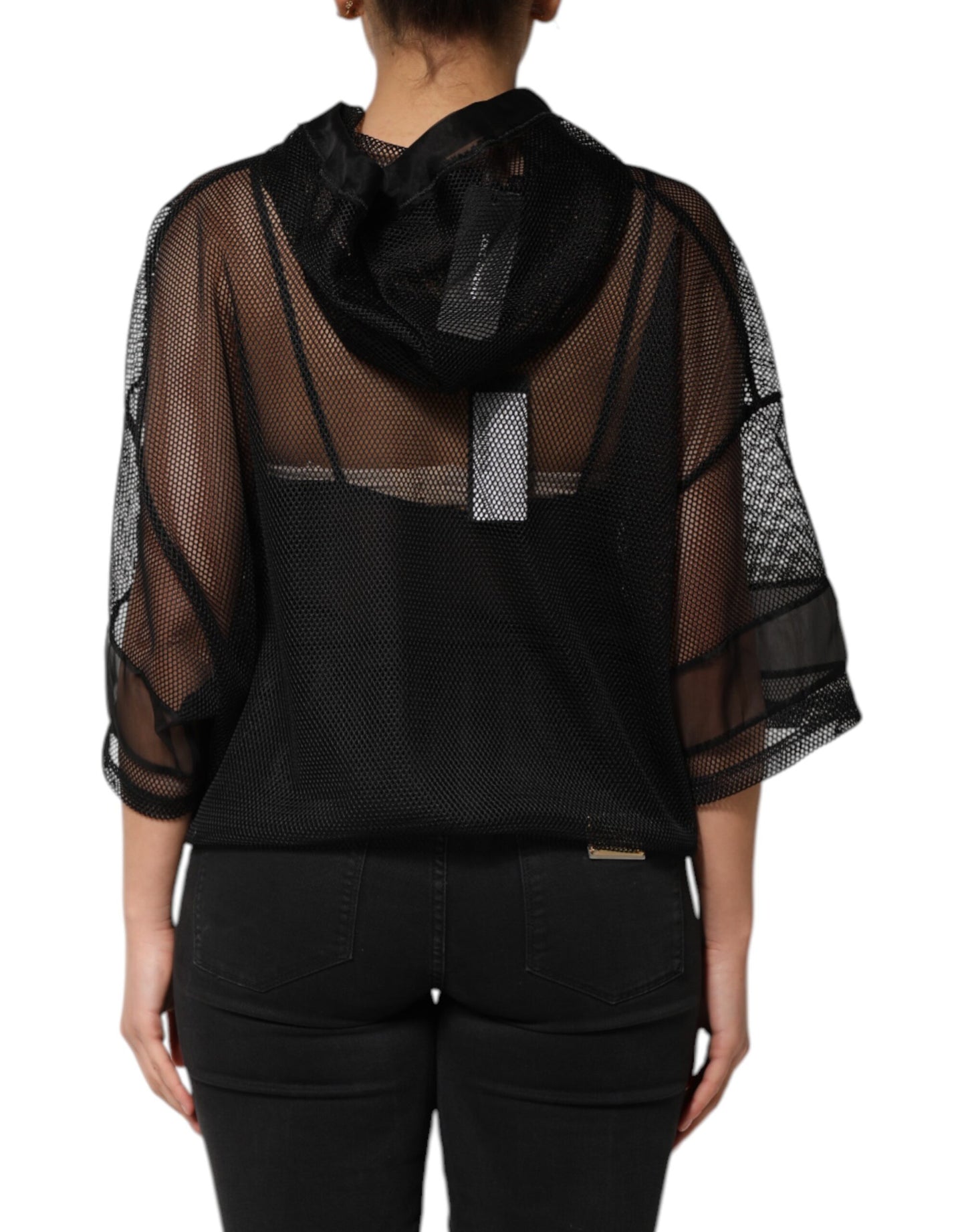 Dolce &amp; Gabbana Black See Through Hooded Pullover Sweater