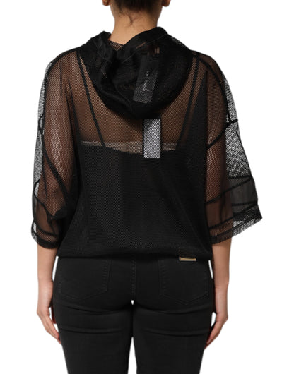 Dolce &amp; Gabbana Black See Through Hooded Pullover Sweater