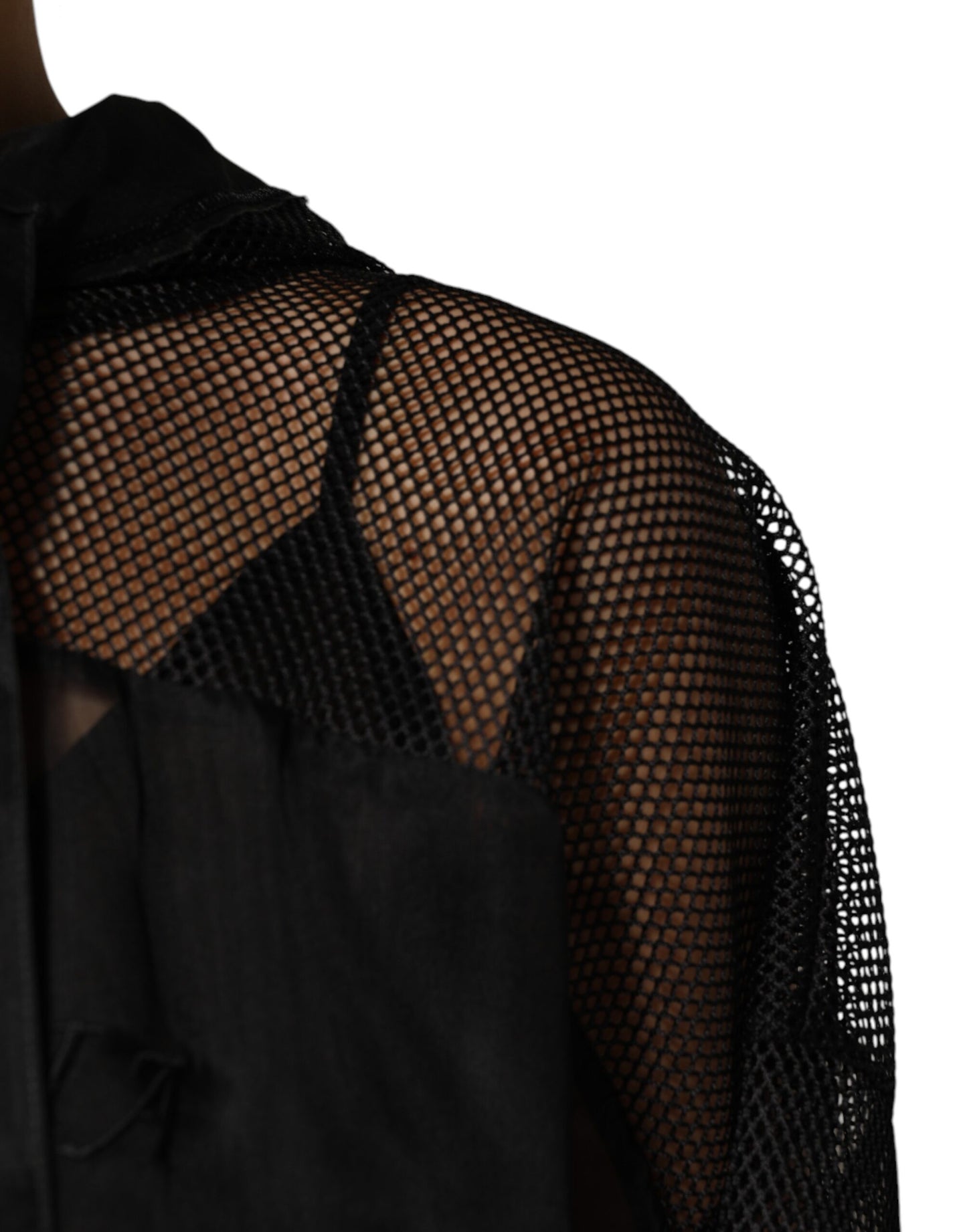 Dolce &amp; Gabbana Black See Through Hooded Pullover Sweater
