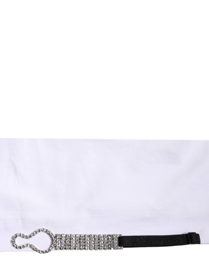 Dolce &amp; Gabbana White Crystal Embellished Collared Shirt Top