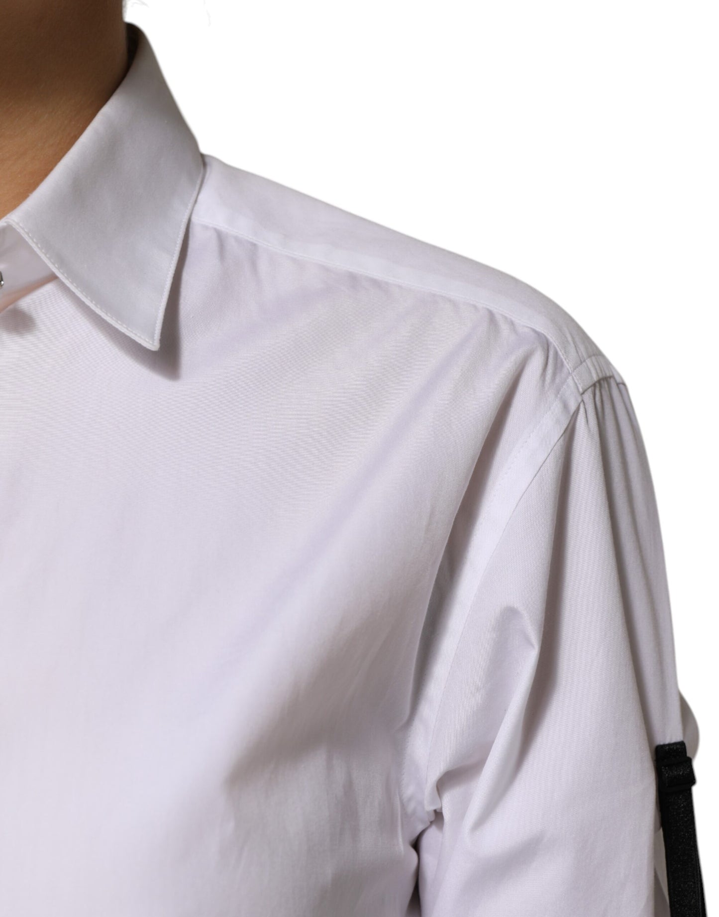 Dolce &amp; Gabbana White Crystal Embellished Collared Shirt Top