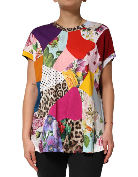 Dolce &amp; Gabbana Multicolor Patchwork Cotton Silk Blouse Top