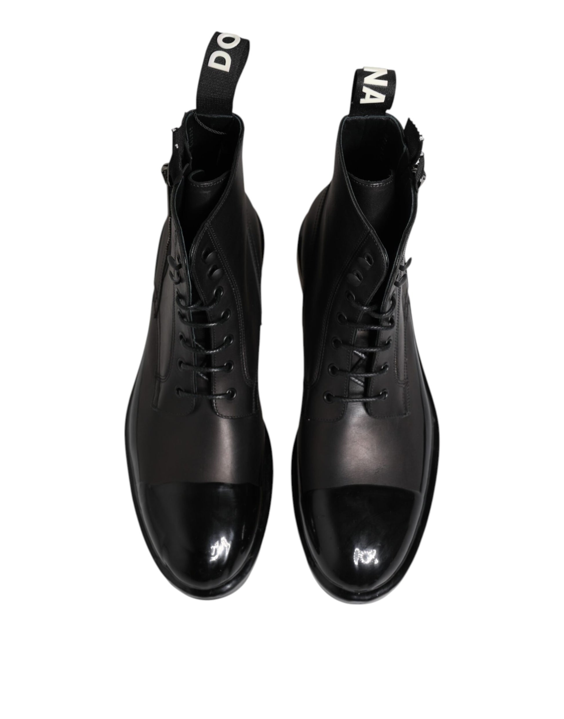 Dolce & Gabbana Brown Black Lace Up Mid Calf Men Boots Shoes by Dolce & Gabbana