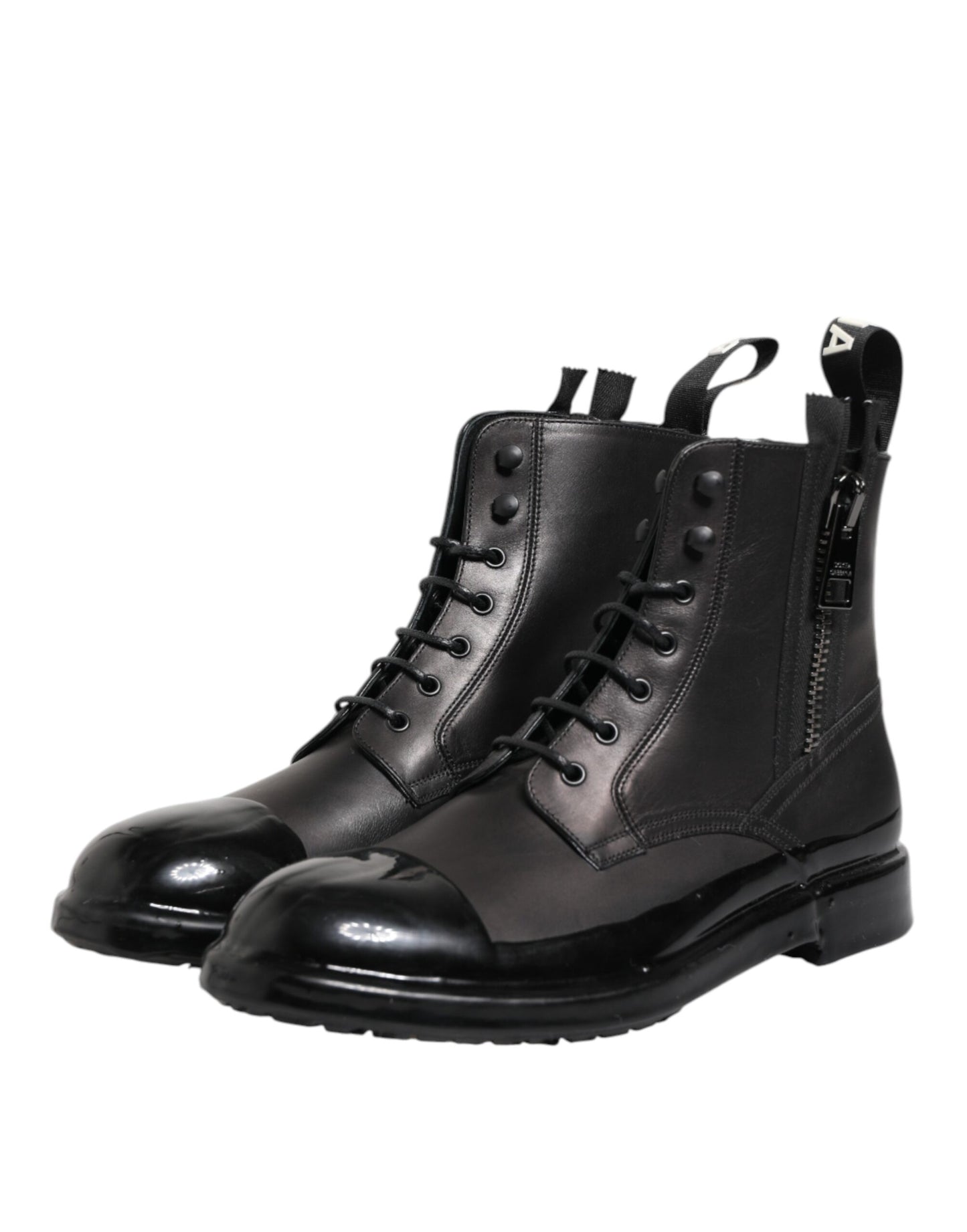 Dolce & Gabbana Brown Black Lace Up Mid Calf Men Boots Shoes by Dolce & Gabbana