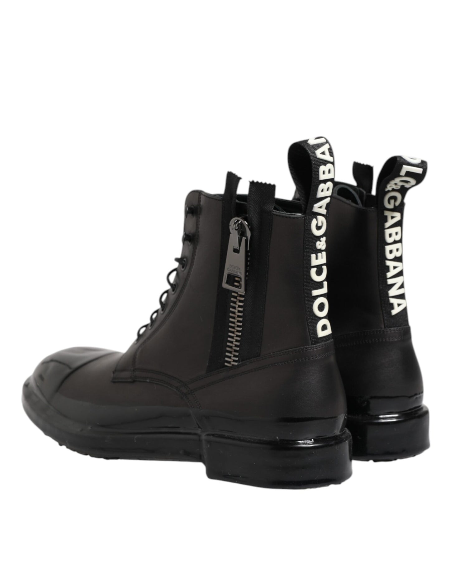 Dolce & Gabbana Brown Black Lace Up Mid Calf Men Boots Shoes by Dolce & Gabbana