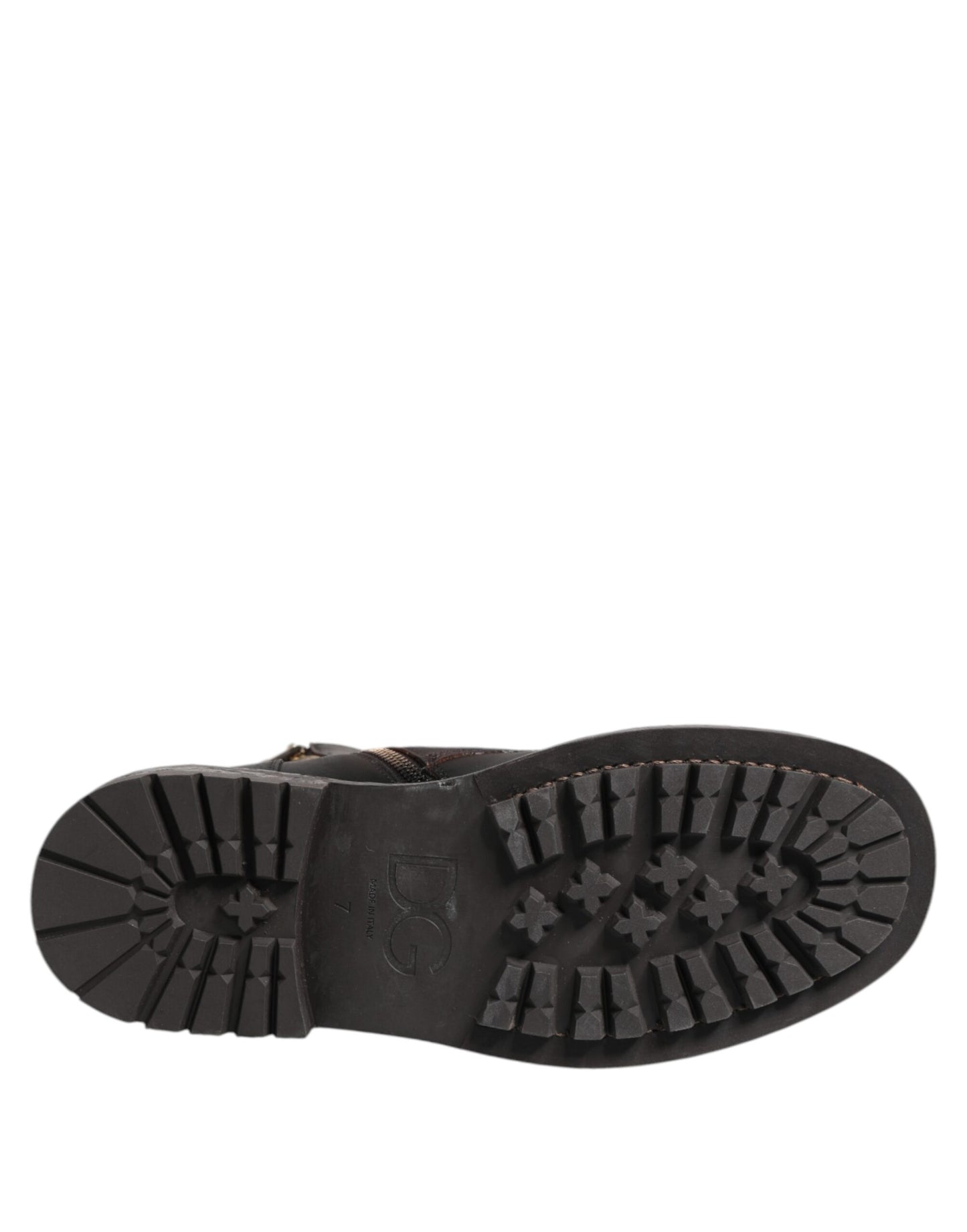 Dolce & Gabbana Dark Brown Leather Lace Up Mid Calf Boots Shoes by Dolce & Gabbana