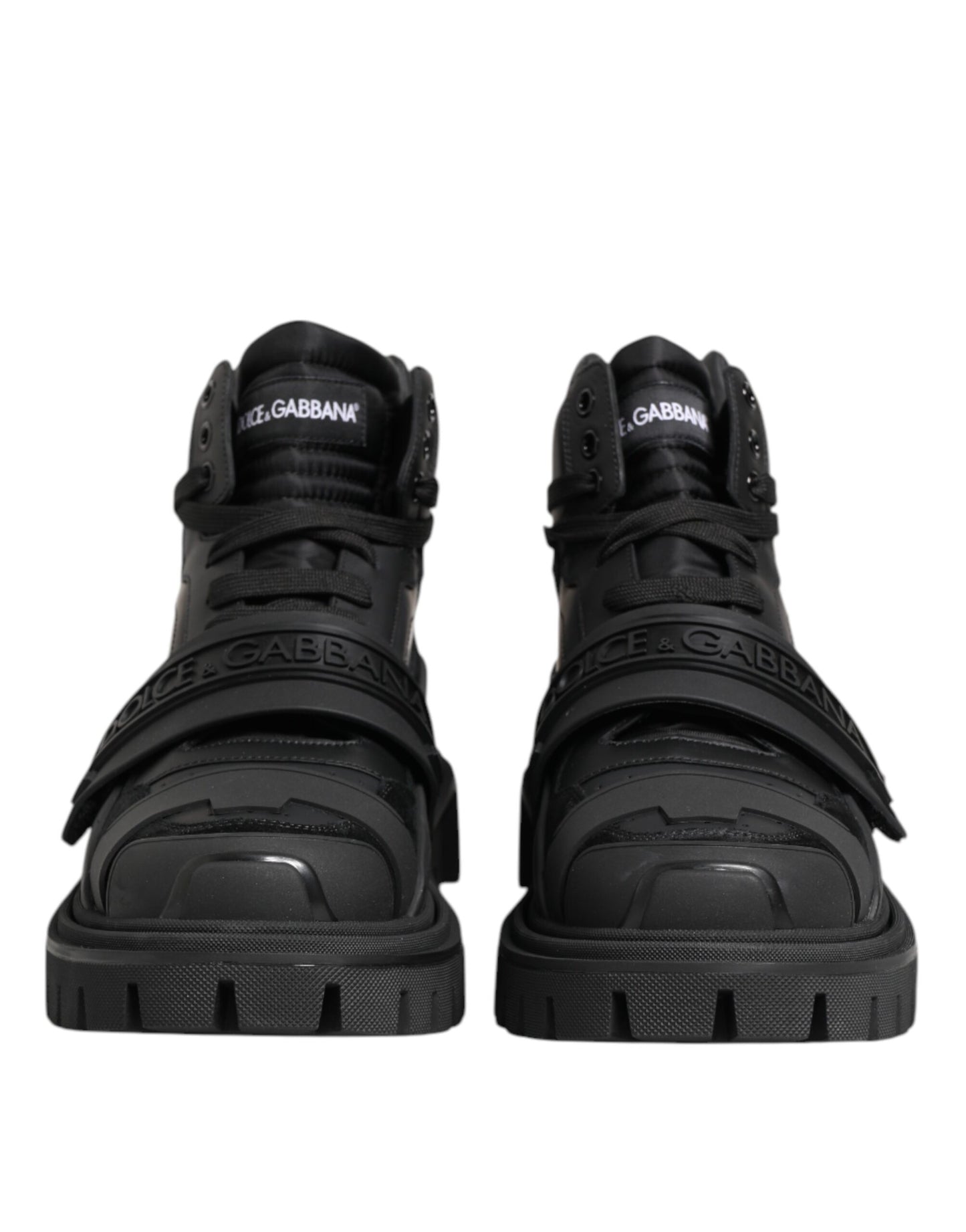 Dolce & Gabbana Black Leather Trekking Sneakers Boots Shoes by Dolce & Gabbana