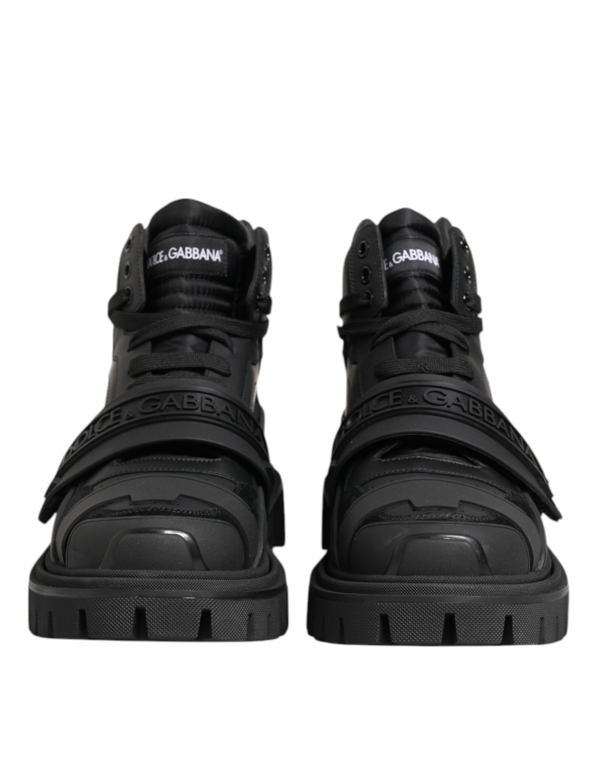 Dolce & Gabbana Black Leather Trekking Sneakers Boots Shoes by Dolce & Gabbana