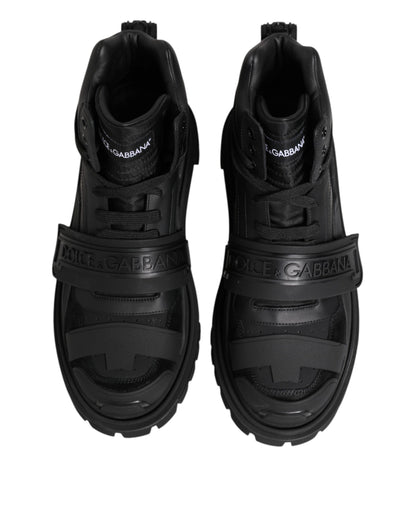 Dolce & Gabbana Black Leather Trekking Sneakers Boots Shoes by Dolce & Gabbana