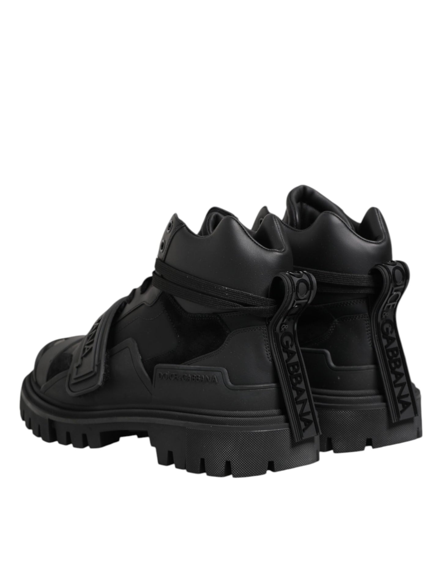 Dolce & Gabbana Black Leather Trekking Sneakers Boots Shoes by Dolce & Gabbana