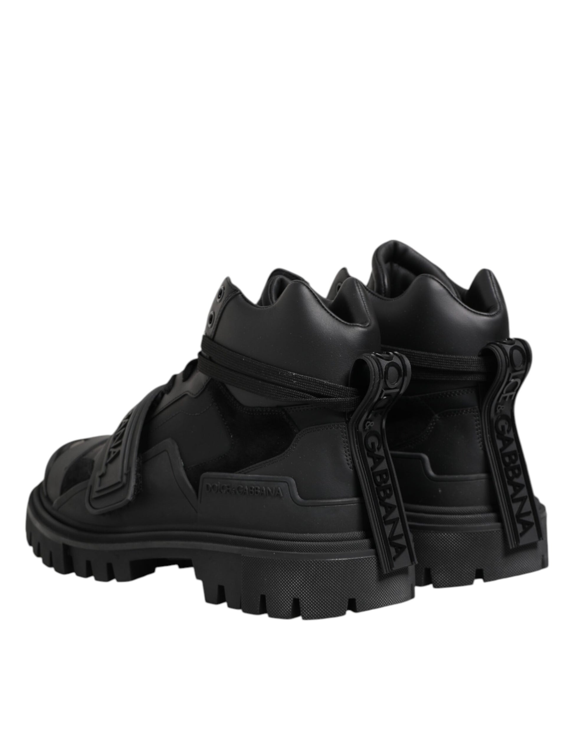 Dolce & Gabbana Black Leather Trekking Sneakers Boots Shoes by Dolce & Gabbana