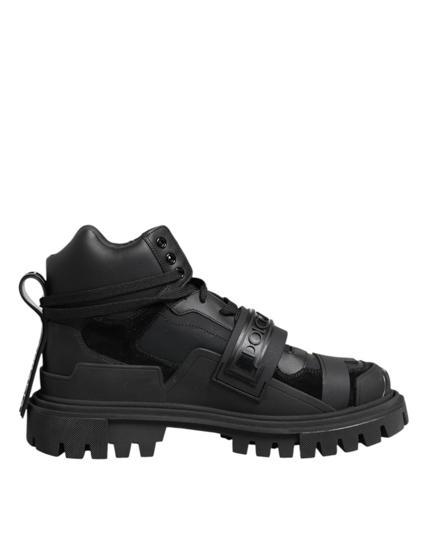 Dolce & Gabbana Black Leather Trekking Sneakers Boots Shoes by Dolce & Gabbana