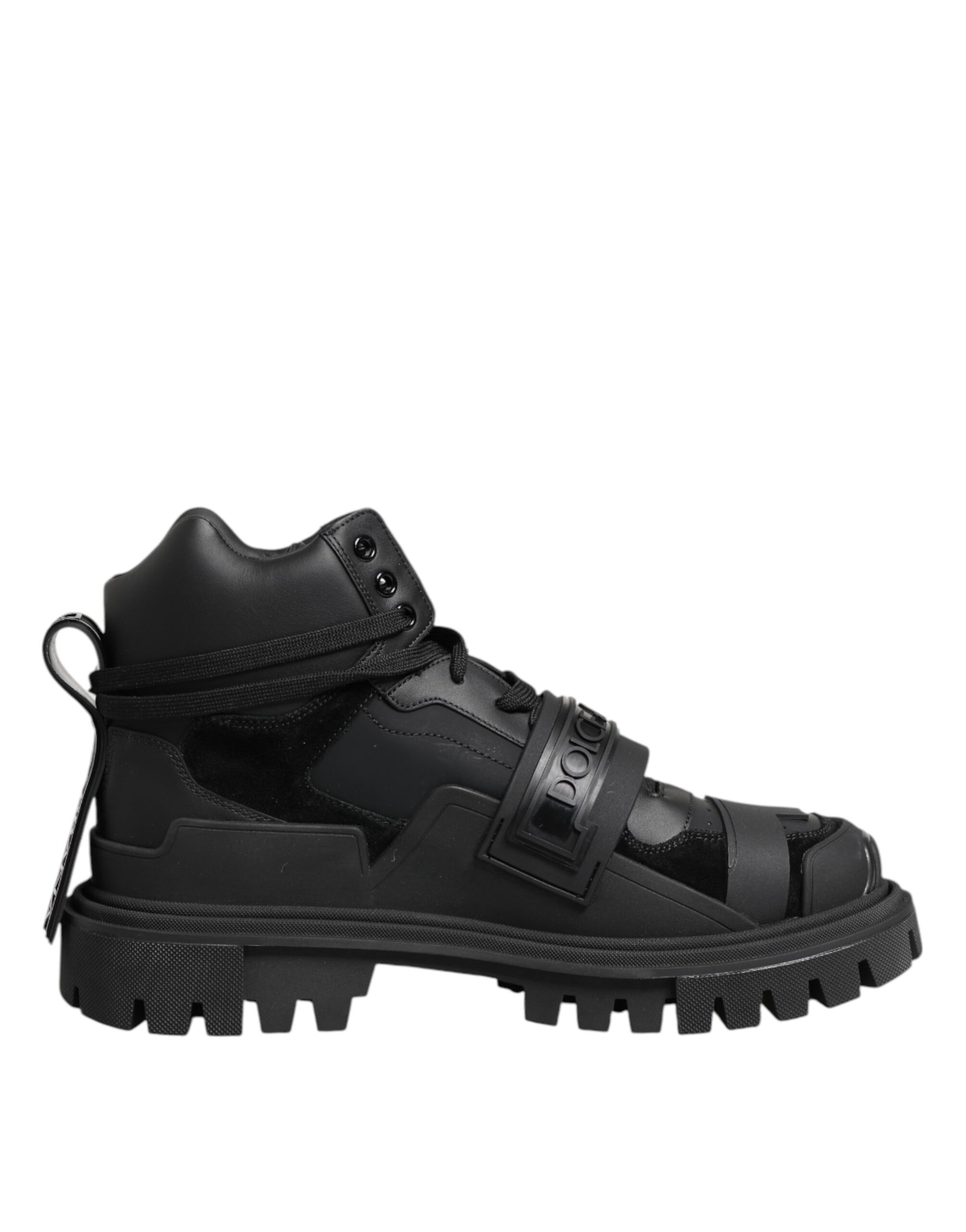Dolce & Gabbana Black Leather Trekking Sneakers Boots Shoes by Dolce & Gabbana