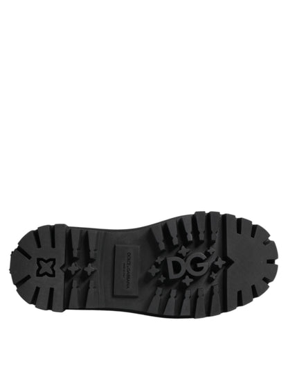 Dolce & Gabbana Black Leather Trekking Sneakers Boots Shoes by Dolce & Gabbana