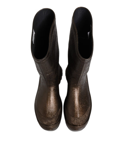 Dolce & Gabbana Metallic Brown Pull On Rain Boots Shoes by Dolce & Gabbana
