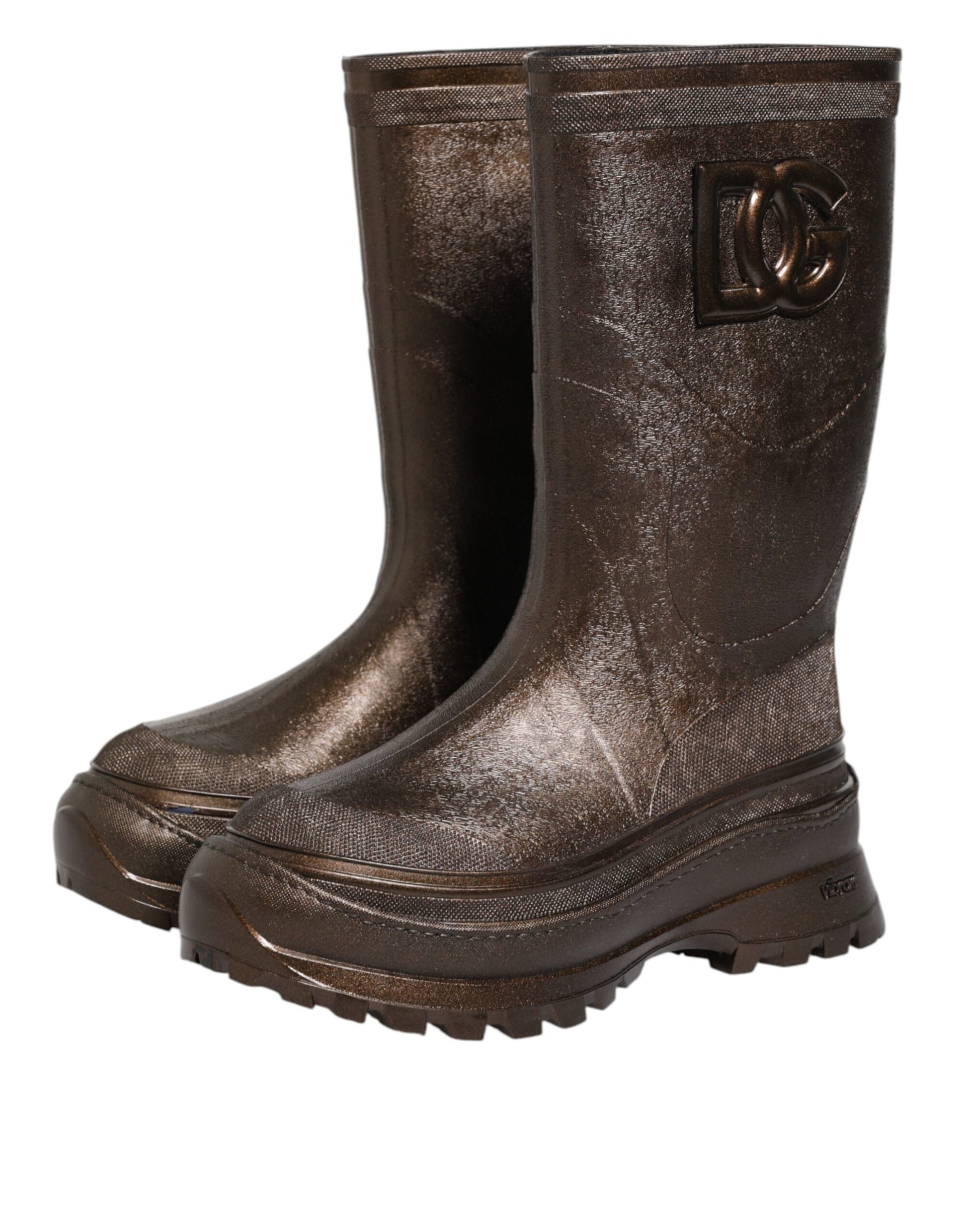 Dolce & Gabbana Metallic Brown Pull On Rain Boots Shoes by Dolce & Gabbana