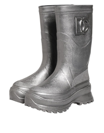 Dolce & Gabbana Metallic Silver Pull On Rain Boots Shoes by Dolce & Gabbana