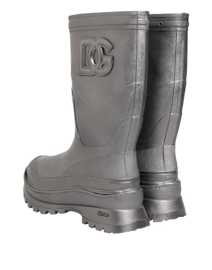 Dolce & Gabbana Metallic Silver Pull On Rain Boots Shoes by Dolce & Gabbana
