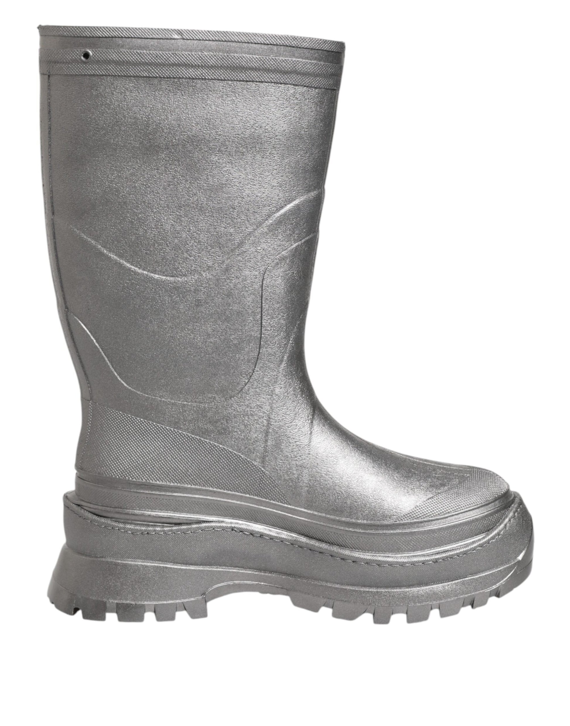 Dolce & Gabbana Metallic Silver Pull On Rain Boots Shoes by Dolce & Gabbana