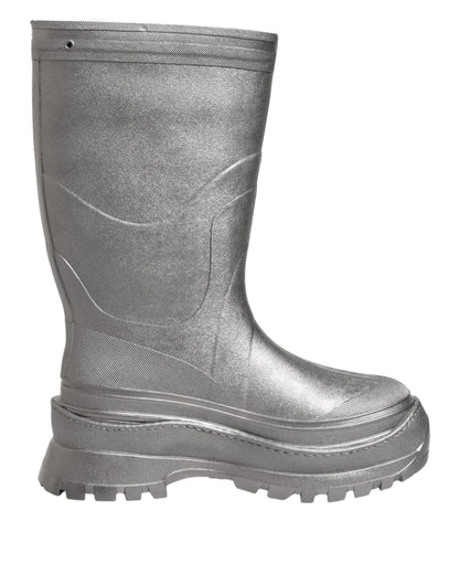 Dolce & Gabbana Metallic Silver Pull On Rain Boots Shoes by Dolce & Gabbana