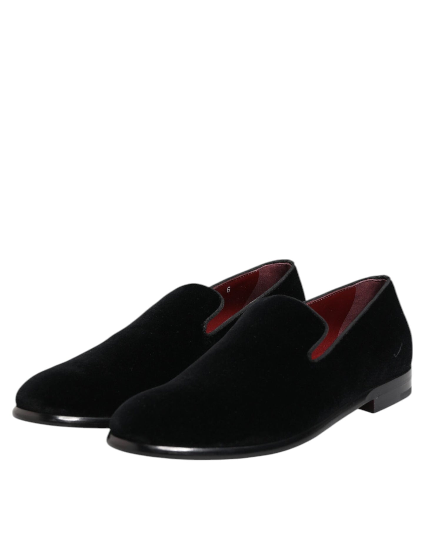 Dolce &amp; Gabbana Black Velvet Loafers Formal Men Dress Shoes