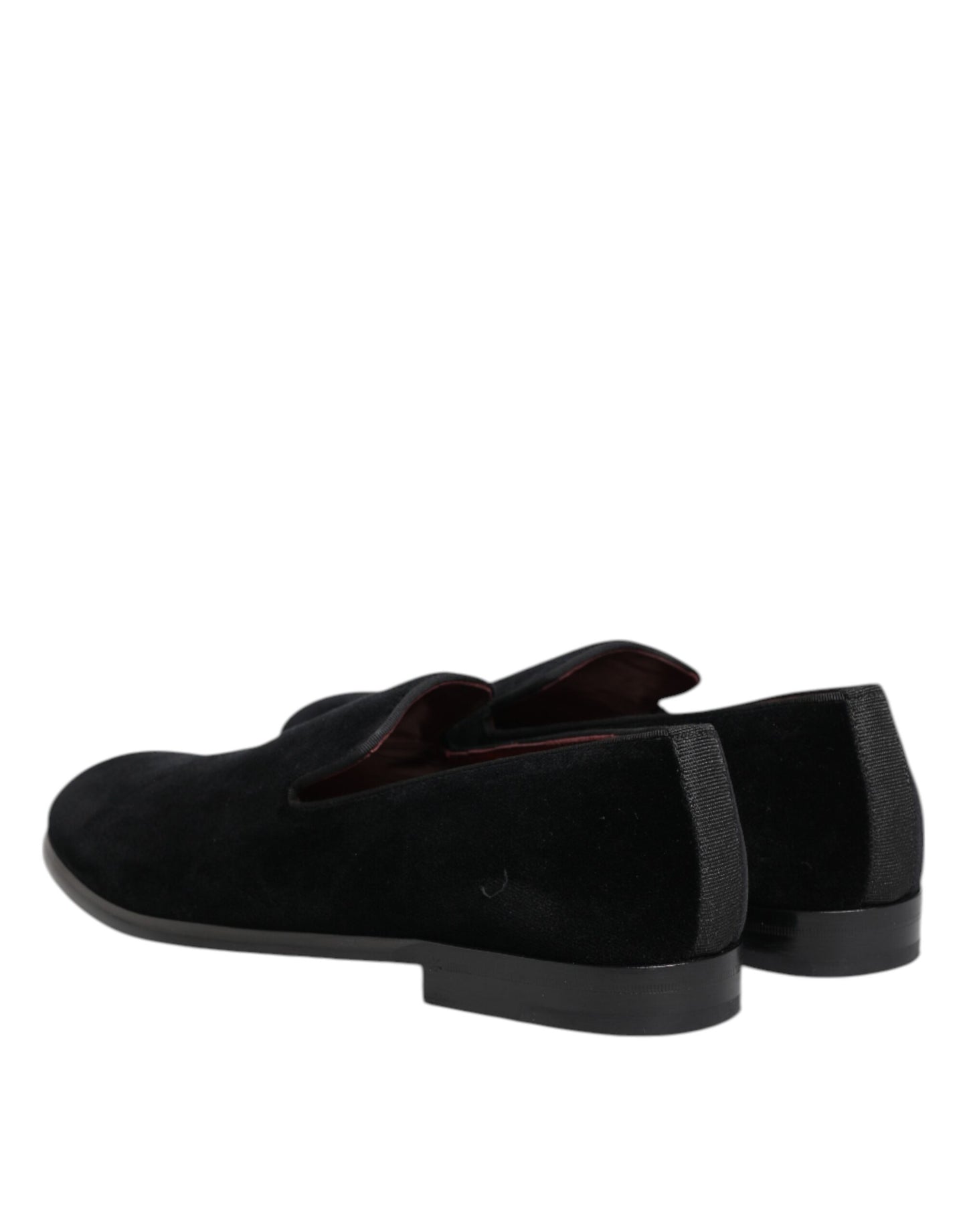 Dolce &amp; Gabbana Black Velvet Loafers Formal Men Dress Shoes