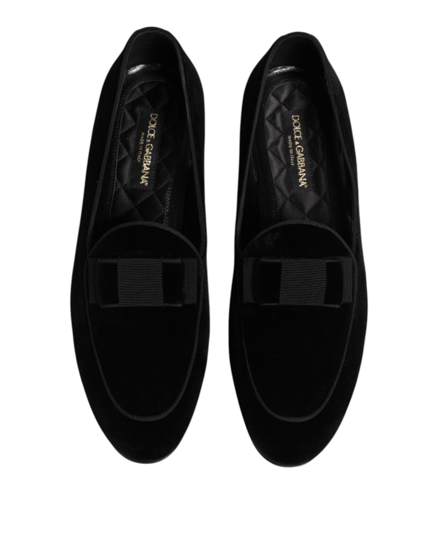 Dolce &amp; Gabbana Black Velvet Loafers Formal Men Dress Shoes