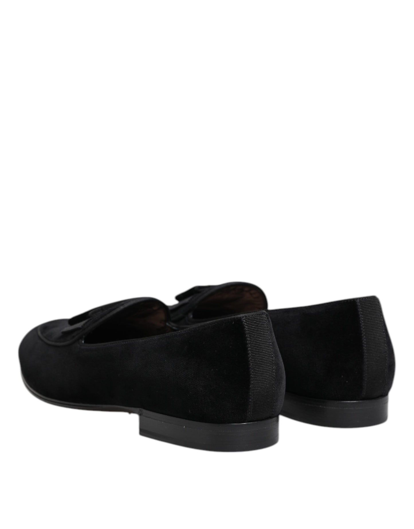 Dolce &amp; Gabbana Black Velvet Loafers Formal Men Dress Shoes