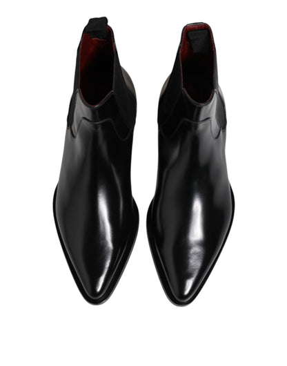 Dolce & Gabbana Black Leather MILLENIALS Mid Calf Boots Shoes by Dolce & Gabbana