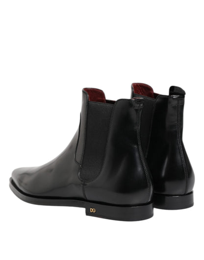Dolce & Gabbana Black Leather MILLENIALS Mid Calf Boots Shoes by Dolce & Gabbana