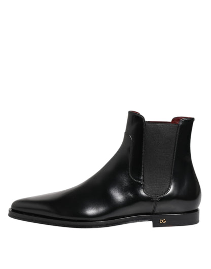 Dolce & Gabbana Black Leather MILLENIALS Mid Calf Boots Shoes by Dolce & Gabbana